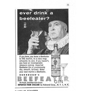 Beefeater Gin England AD 1950s Vintage Print Ad